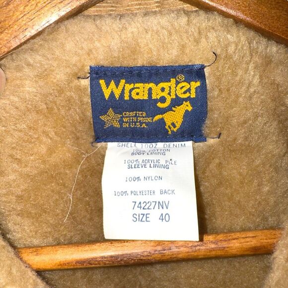 Vintage Wrangler Made in USA Sherpa Denim Jean Jacket Men’s Size M - Picture 2 of 10